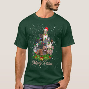 Merry Pitmas Funny Pitbull Dog Ugly Weihnachtsbaum T-Shirt