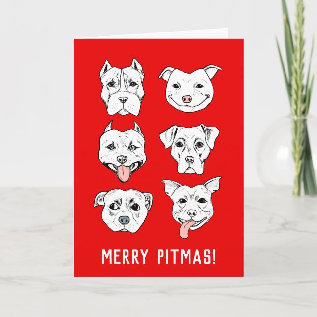 Merry Pitmas | Pit Bull Dog Faces Weihnachten (Vorderseite)