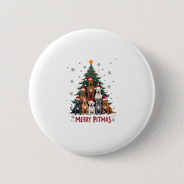 Merry Pitmas Pitbull Dog Ugly Christmas Sweater Tr Button (Vorderseite)