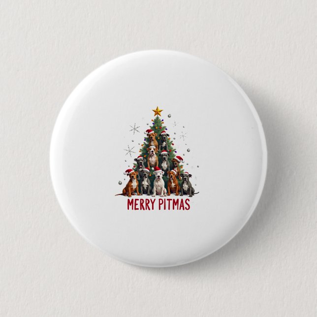 Merry Pitmas Pitbull Dog Ugly Christmas Sweater Tr Button (Vorderseite)