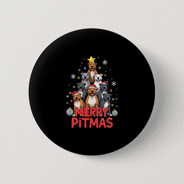 Merry Pitmas Pitbull Dog Ugly Christmas Sweater Tr Button (Vorderseite)