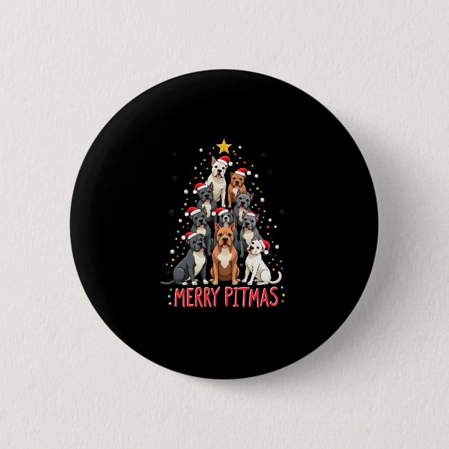 Merry Pitmas Pitbull Dog Ugly Christmas Sweater Tr Button (Vorderseite)
