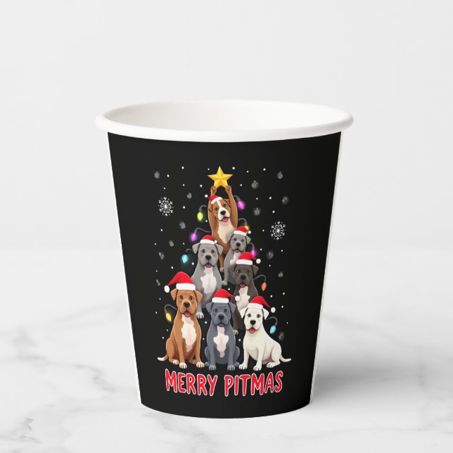 Merry Pitmas Pitbull Dog Ugly Christmas Sweater Tr Pappbecher (Vorderseite)