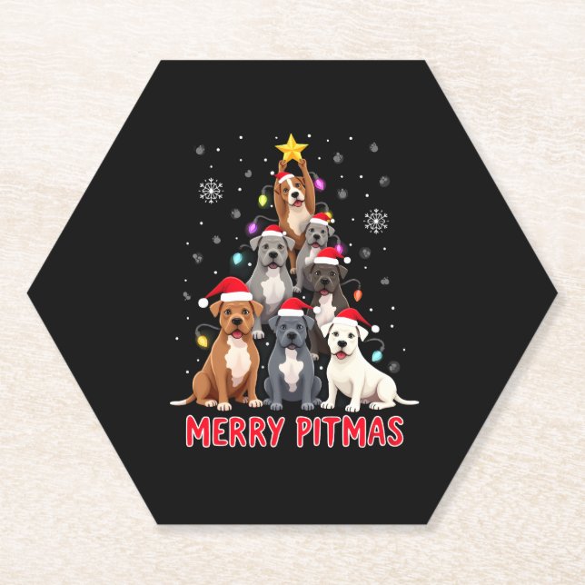 Merry Pitmas Pitbull Dog Ugly Christmas Sweater Tr Untersetzer (Vorderseite)