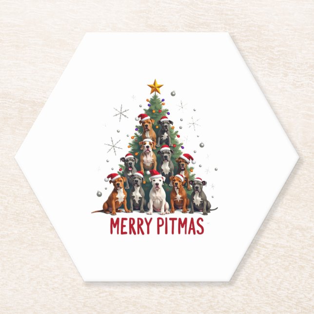 Merry Pitmas Pitbull Dog Ugly Christmas Sweater Tr Untersetzer (Vorderseite)