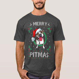 Merry Pitmas Pitbull Santa Claus Dog Ugly Christma T-Shirt