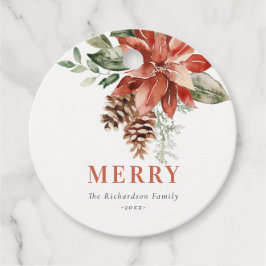 Merry Poinsettia Bunch Wasserfarben Weihnachten Geschenkanhänger