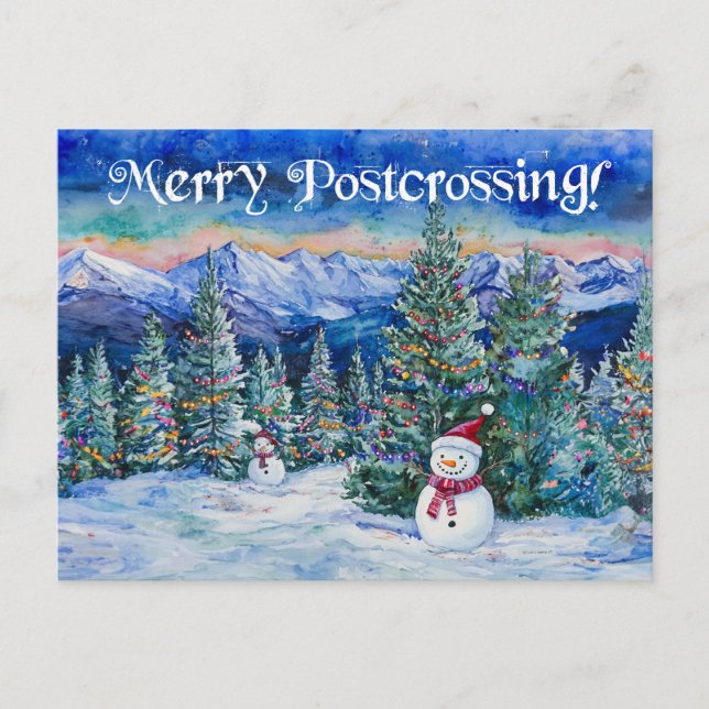 Merry Postcross Snowman - Postcard Postkarte (Vorderseite)