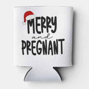 Merry & Pregnant Schwangerschaft Ankündigung Weihn Dosenkühler