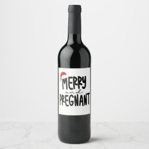 Merry & Pregnant Schwangerschaft Ankündigung Weihn Weinetikett
