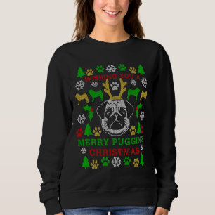 Merry Pugging Weihnachts-Mops Ugly Sweater Digital Sweatshirt