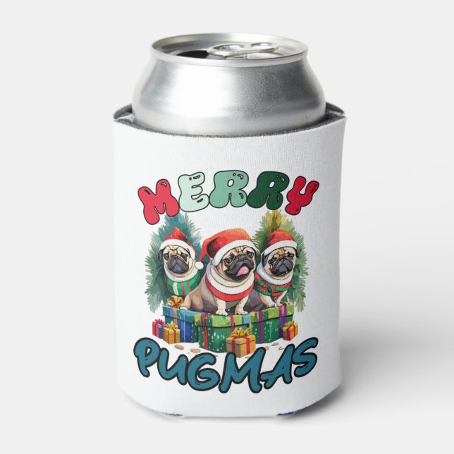 Merry Pugmas frohe Weihnachten Dosenkühler (Kanne Vorderseite)