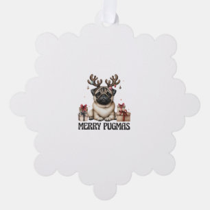 Merry Pugmas Frohe Weihnachten Funny Mops Hund Ornament Karte