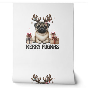 Merry Pugmas Frohe Weihnachten Funny Mops Hund Tapete