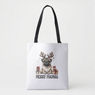 Merry Pugmas Frohe Weihnachten Funny Mops Hund Tasche