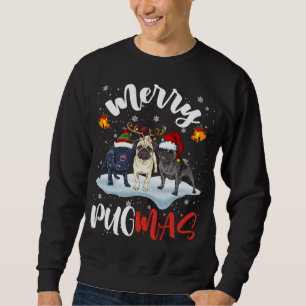 Merry Pugmas Funny Santa Reindeer Elf Mops Dog Chr Sweatshirt