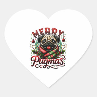Merry Pugmas Herz-Aufkleber