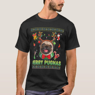 Merry Pugmas Mops Hund Weihnachtslicht Weihnachten T-Shirt