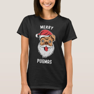 Merry Pugmas Mops mit Weihnachtsmannmütze Classic  T-Shirt