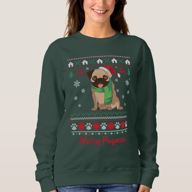 Merry Pugmas Ugly Sweatshirt (Vorderseite)