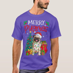 Merry Pugmas Weihnachten Funny Dog Santa Mops Sant T-Shirt