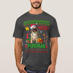 Merry Pugmas Weihnachten Lichter Weihnachtslieder  T-Shirt