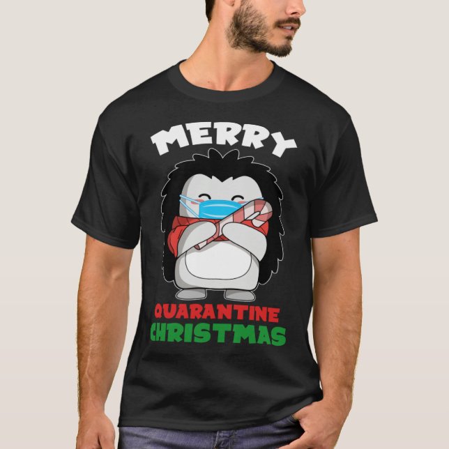 Merry Quarantine Christmas 2020 Hedgehog Santa T-Shirt (Vorderseite)