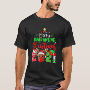Merry Quarantine Christmas 2021 Reindeer Funny Fam T-Shirt