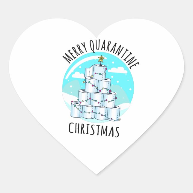 Merry Quarantine Christmas Tree Toilettenpapier Herz-Aufkleber (Vorderseite)