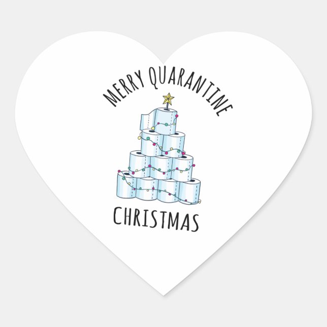 Merry Quarantine Christmas Tree Toilettenpapier Herz-Aufkleber (Vorderseite)
