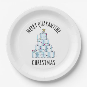 Merry Quarantine Christmas Tree Toilettenpapier Pappteller