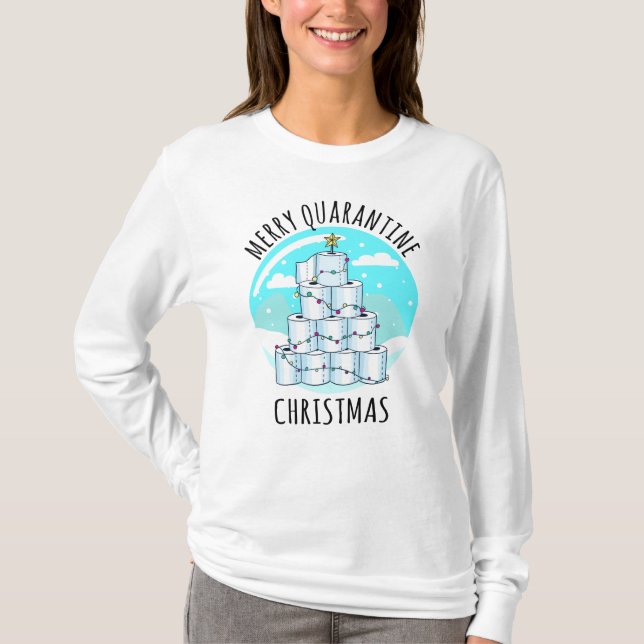 Merry Quarantine Christmas Tree Toilettenpapier T-Shirt (Vorderseite)