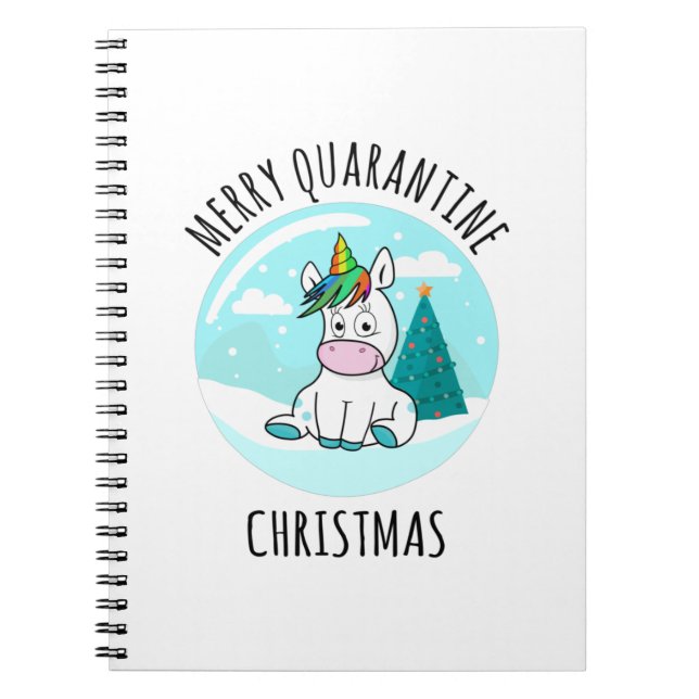 Merry Quarantine Christmas Unicorn Notizblock (Vorderseite)