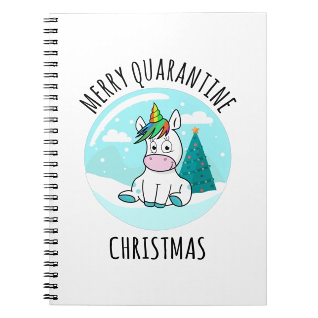 Merry Quarantine Christmas Unicorn Notizblock (Vorderseite)