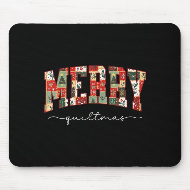 Merry Quiltmas Patchwork Quilters Knitting Sewing  Mousepad (Vorne)