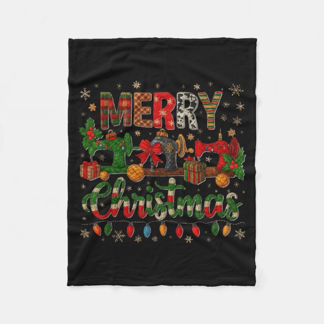Merry Quiltmas Quilter Sewing Retreat Pajama Chris Fleecedecke (Vorderseite)