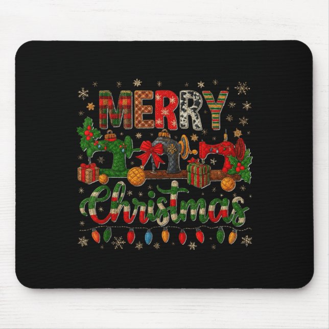 Merry Quiltmas Quilter Sewing Retreat Pajama Chris Mousepad (Vorne)