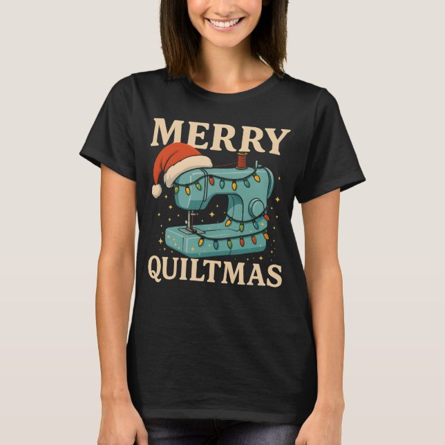 Merry Quiltmas Sewing Machine 5 T-Shirt (Vorderseite)