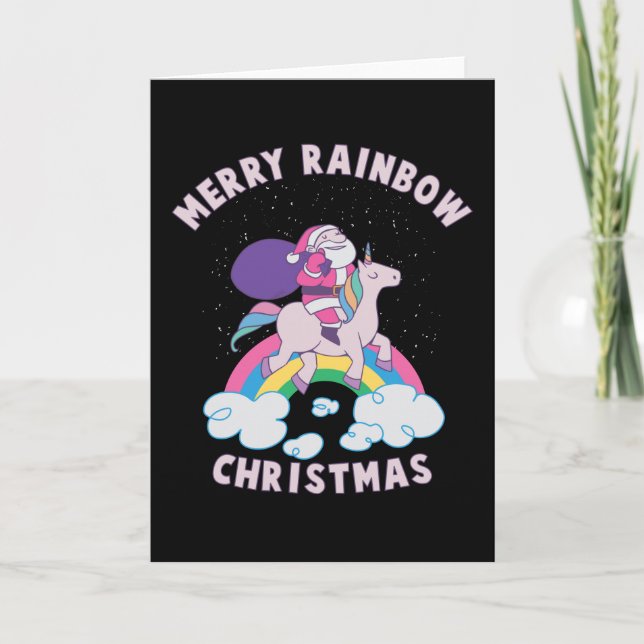 Merry Rainbow Christmas Karte (Vorderseite)