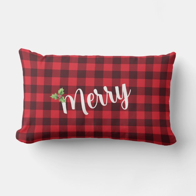 Merry - Red and Black Buffalo Kariert Lendenkissen (Vorderseite)