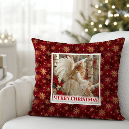 Merry Red and Gold Angel Victorian Gift Pillow Kissen