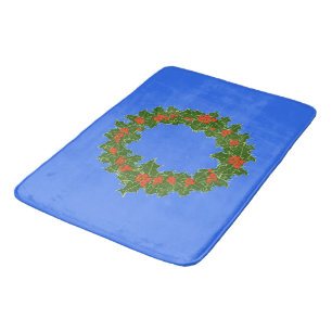 Merry Red Berry & Holly Wreath zu Weihnachten Badematte