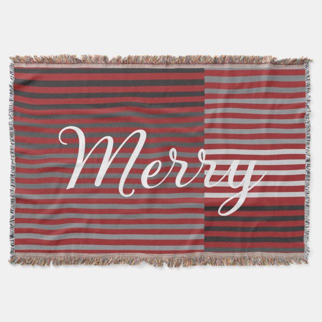 Merry -Red, Gray, Black, White Stripes Decke (Vorderseite)