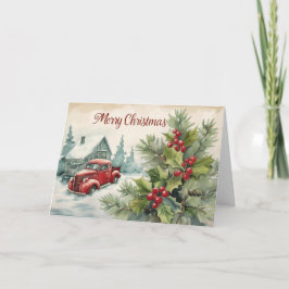 Merry Red Truck Weihnachts-Weihnachtskarte Feiertagskarte