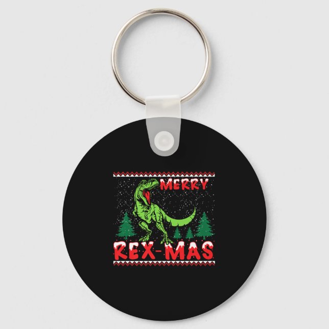 Merry Rex-mas T-rex Dinosaur Premium  Schlüsselanhänger (Vorderseite)