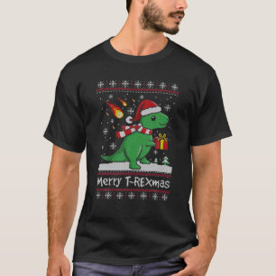 Merry Rexmas Funny Christmas Dinosaur Ugly Sweater T-Shirt
