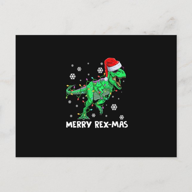Merry Rexmas Funny Santa Dinosaur Christmas Pajama Postkarte (Vorderseite)