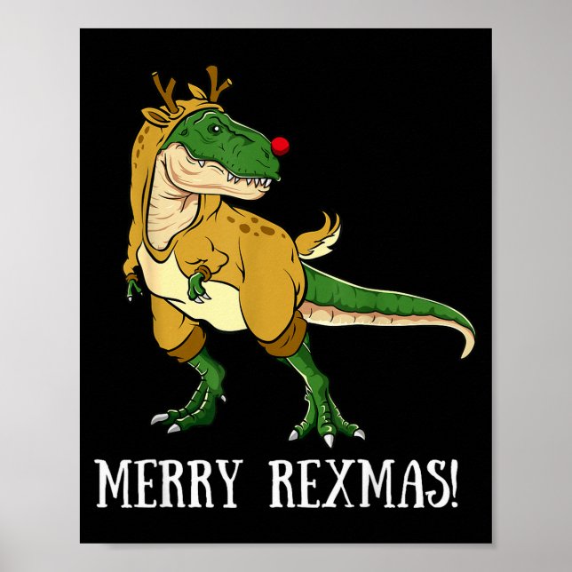 Merry Rexmas Reindeer T-rex Rudolph Dinosaur Chris Poster (Vorne)
