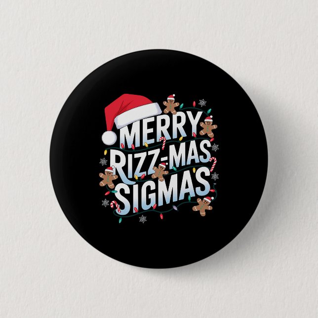 Merry Rizz Mas Sigmas Funny Alpha Christmas Santa Button (Vorderseite)