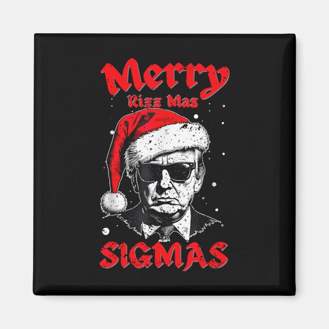 Merry Rizz Mas Sigmas Funny Gen Alpha X-mas Santa Magnet (Vorne)